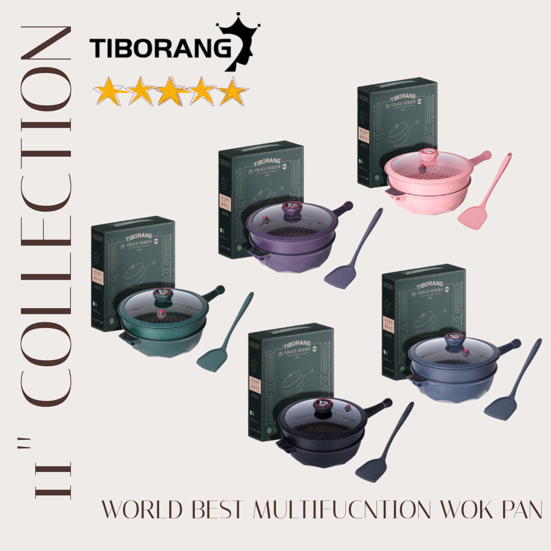 Tiborang 11 inches pink nonstick 5 quarts 8 in 1 multifunctional pan –  Tiborangworld