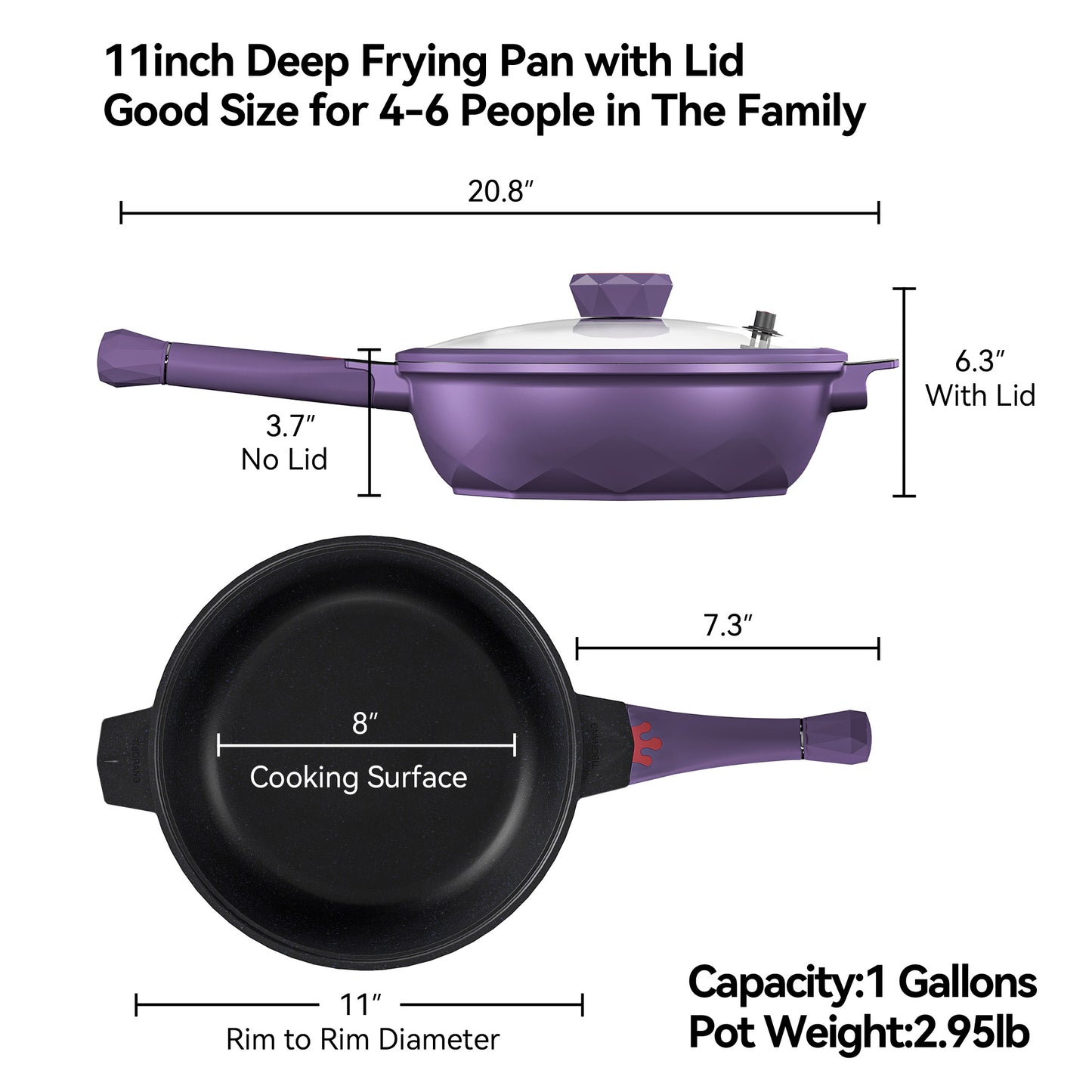 11 Inch Nonstick Frying Pan, Pot With Lid, Skillet With Handle, Compatible With Induction And Gas Stoves, Oven & Dishwasher Safe