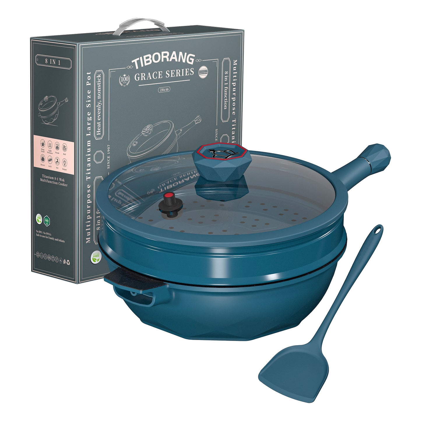 Large Nonstick Wok - 5 Quart Deep Pan with Lid and Steamer for Perfect Stir-Frying
