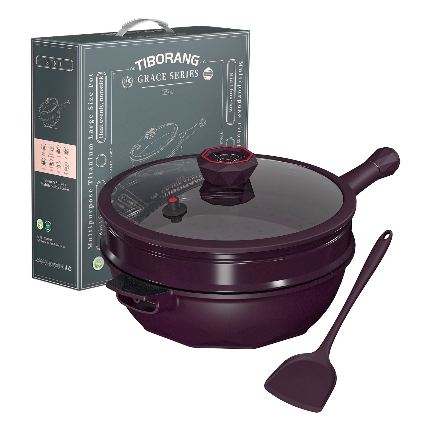 Large Nonstick Wok - 5 Quart Deep Pan with Lid and Steamer for Perfect Stir-Frying