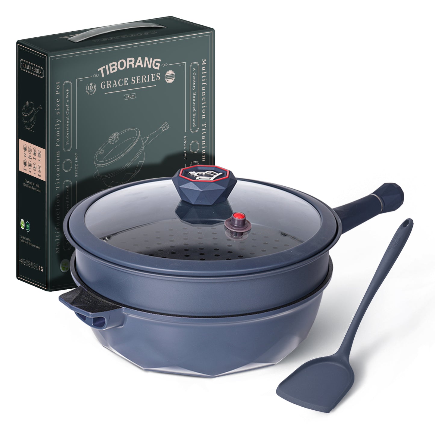Large Nonstick Wok - 5 Quart Deep Pan with Lid and Steamer for Perfect Stir-Frying
