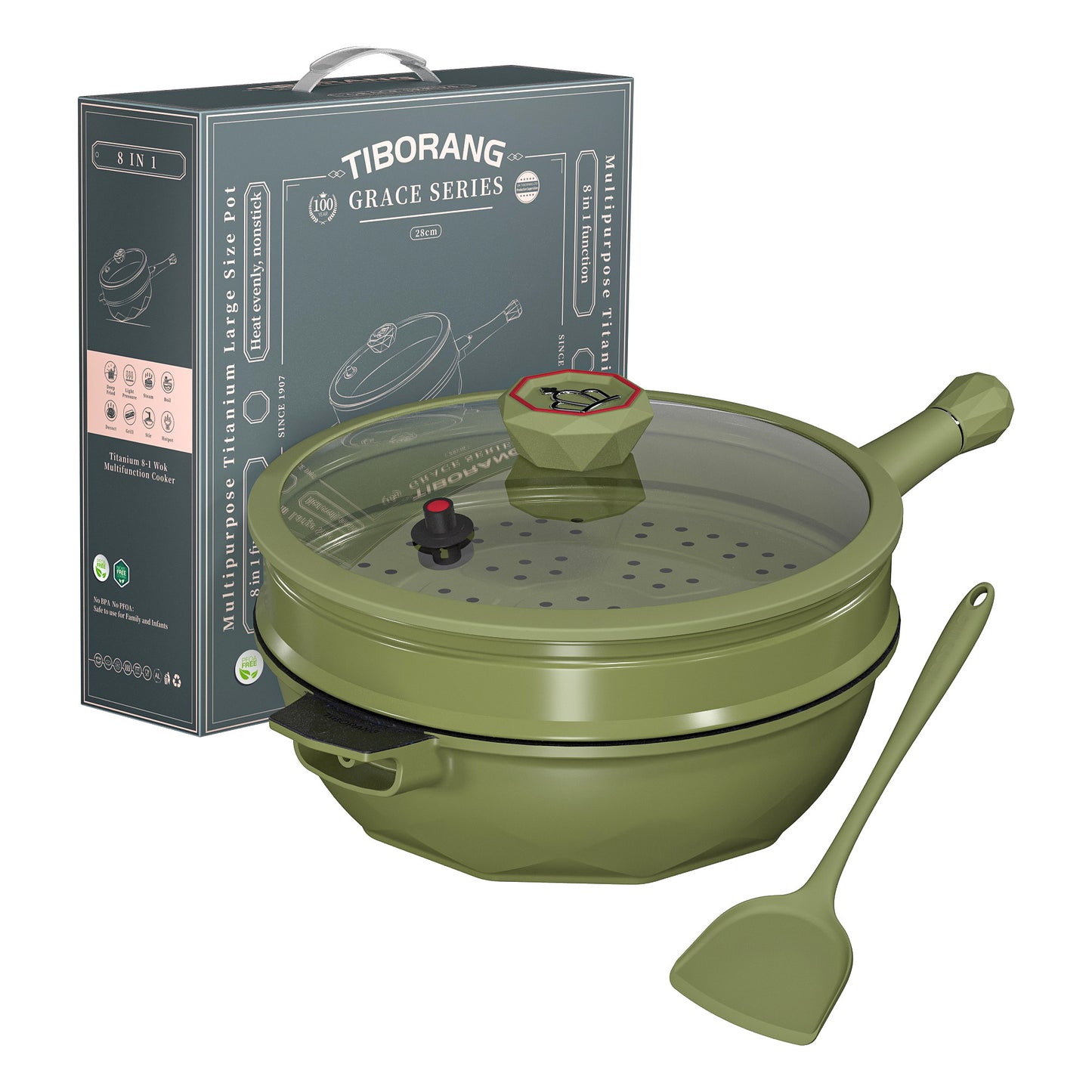 Large Nonstick Wok - 5 Quart Deep Pan with Lid and Steamer for Perfect Stir-Frying