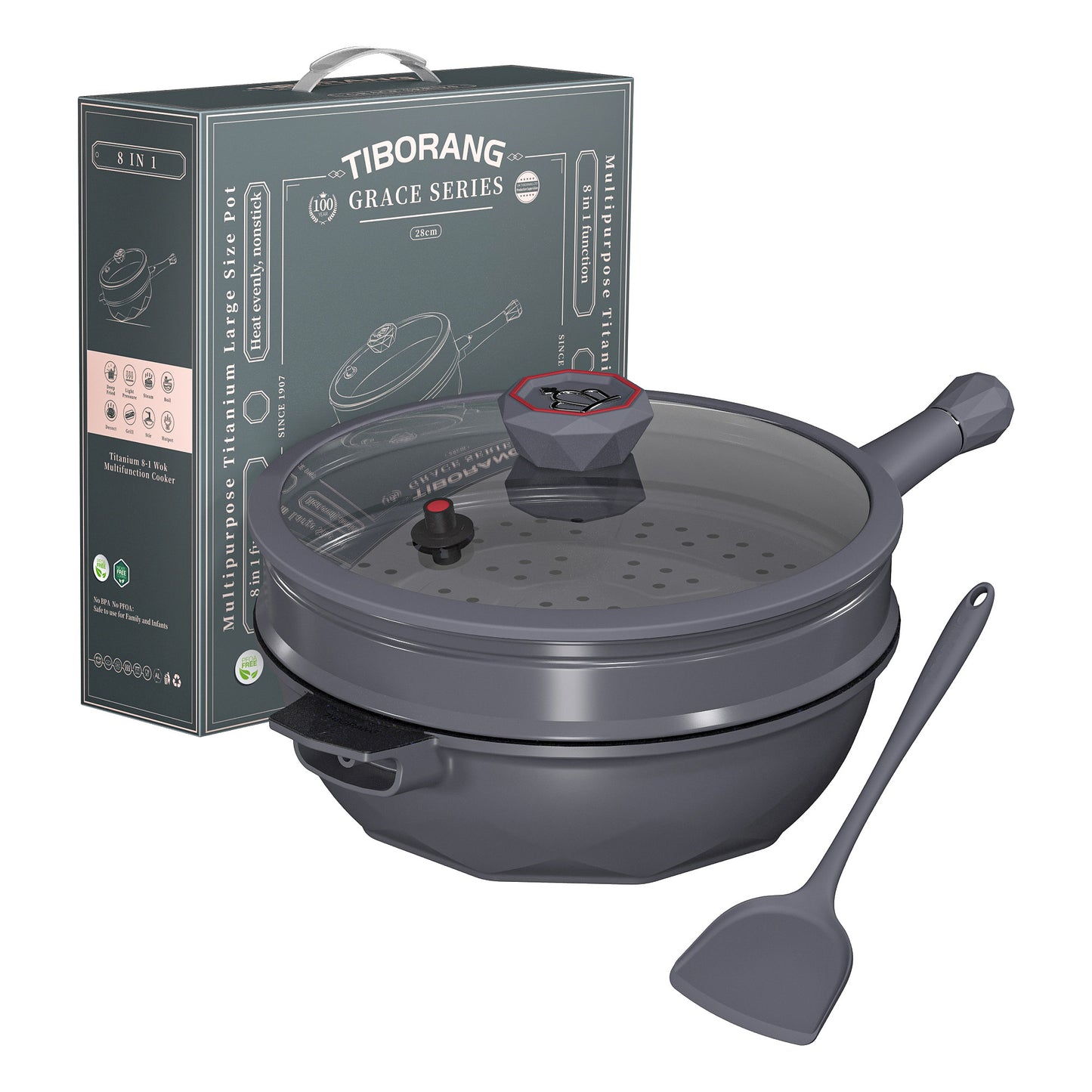 Large Nonstick Wok - 5 Quart Deep Pan with Lid and Steamer for Perfect Stir-Frying