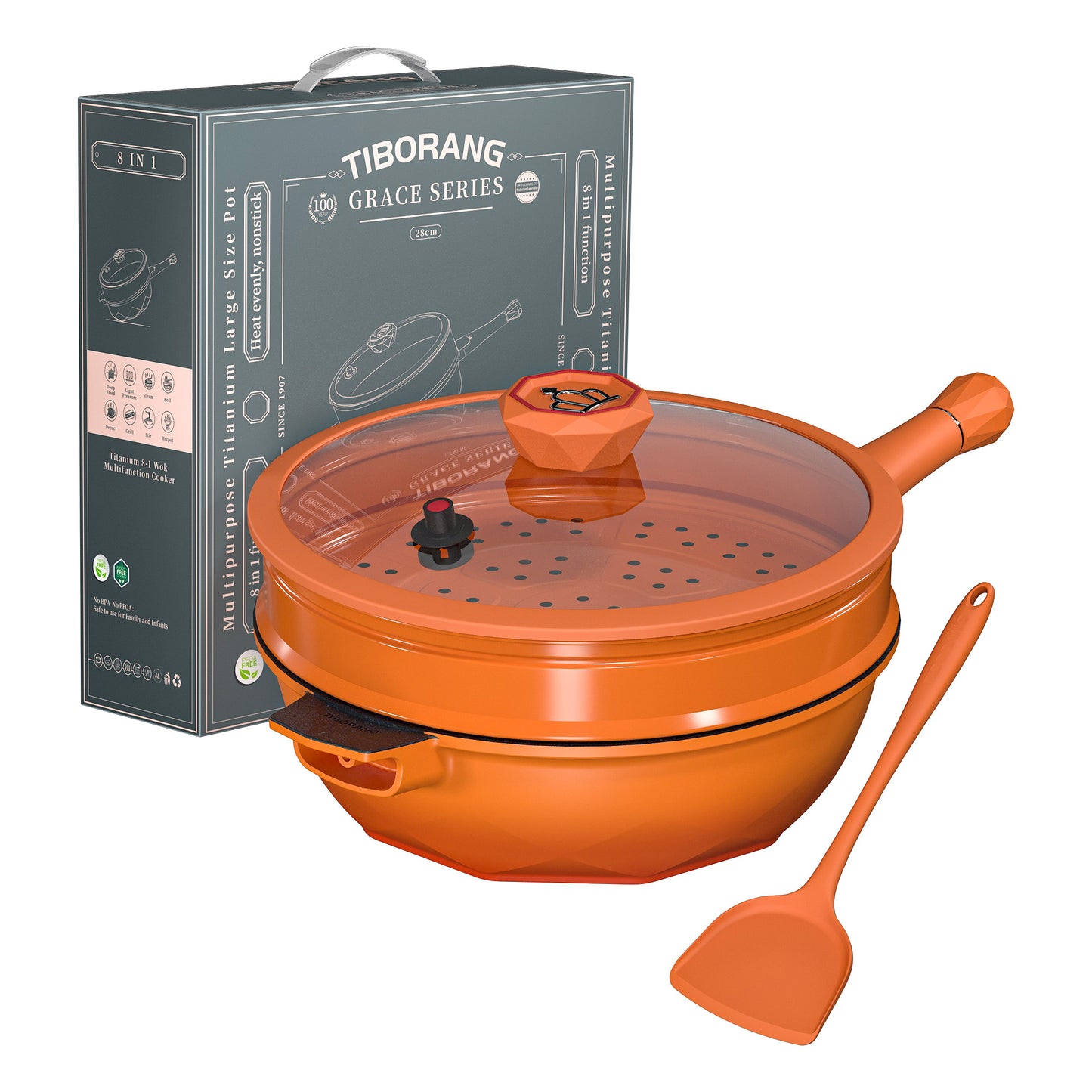 Large Nonstick Wok - 5 Quart Deep Pan with Lid and Steamer for Perfect Stir-Frying