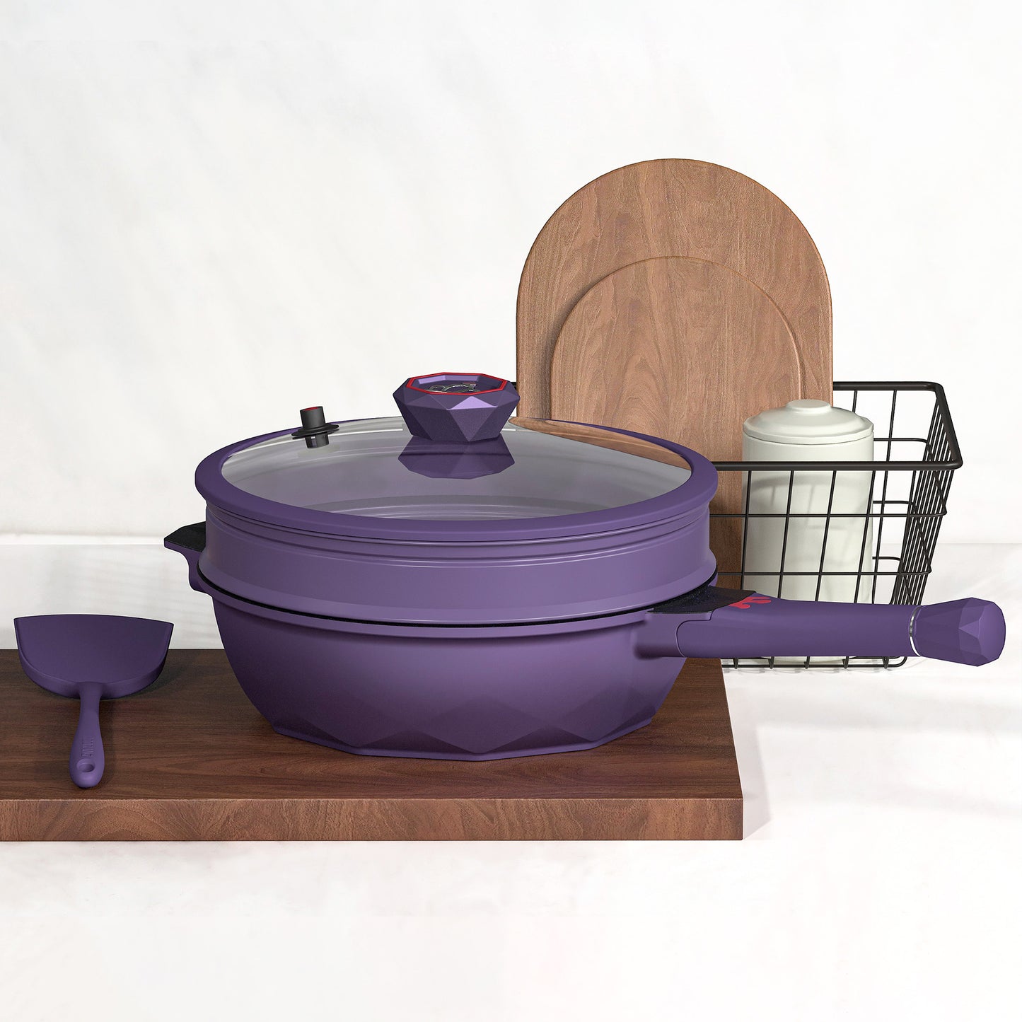 Large Nonstick Wok - 5 Quart Deep Pan with Lid and Steamer for Perfect Stir-Frying