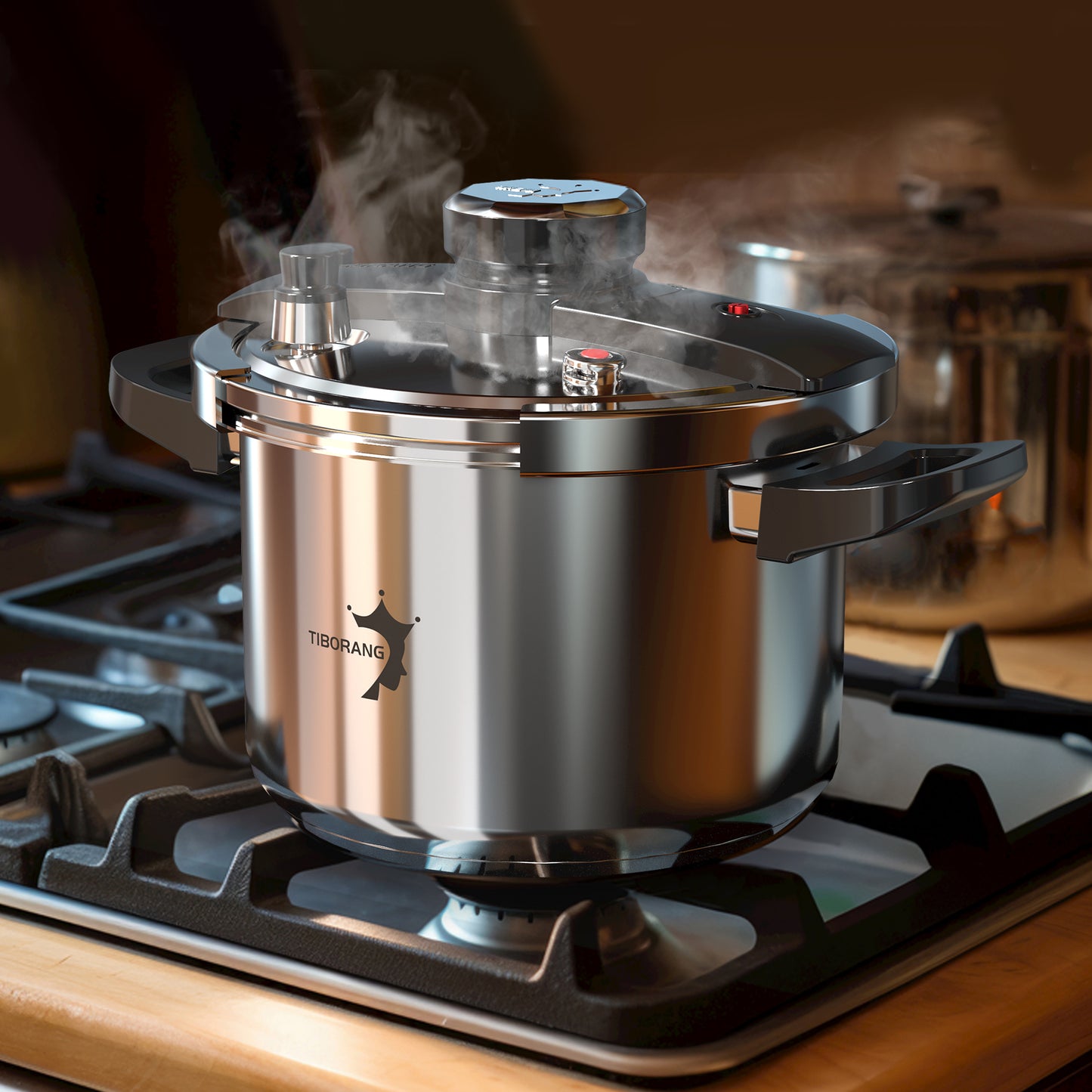 TIBORANG 6 QT Stainless Steel Pressure Cooker, [Multi-Cooker for Gas & Induction Stove] [Saves 70% Cooking Time] [One-Hand Operation], Family Size for 3-5 People, Dishwasher Safe & Oven Safe