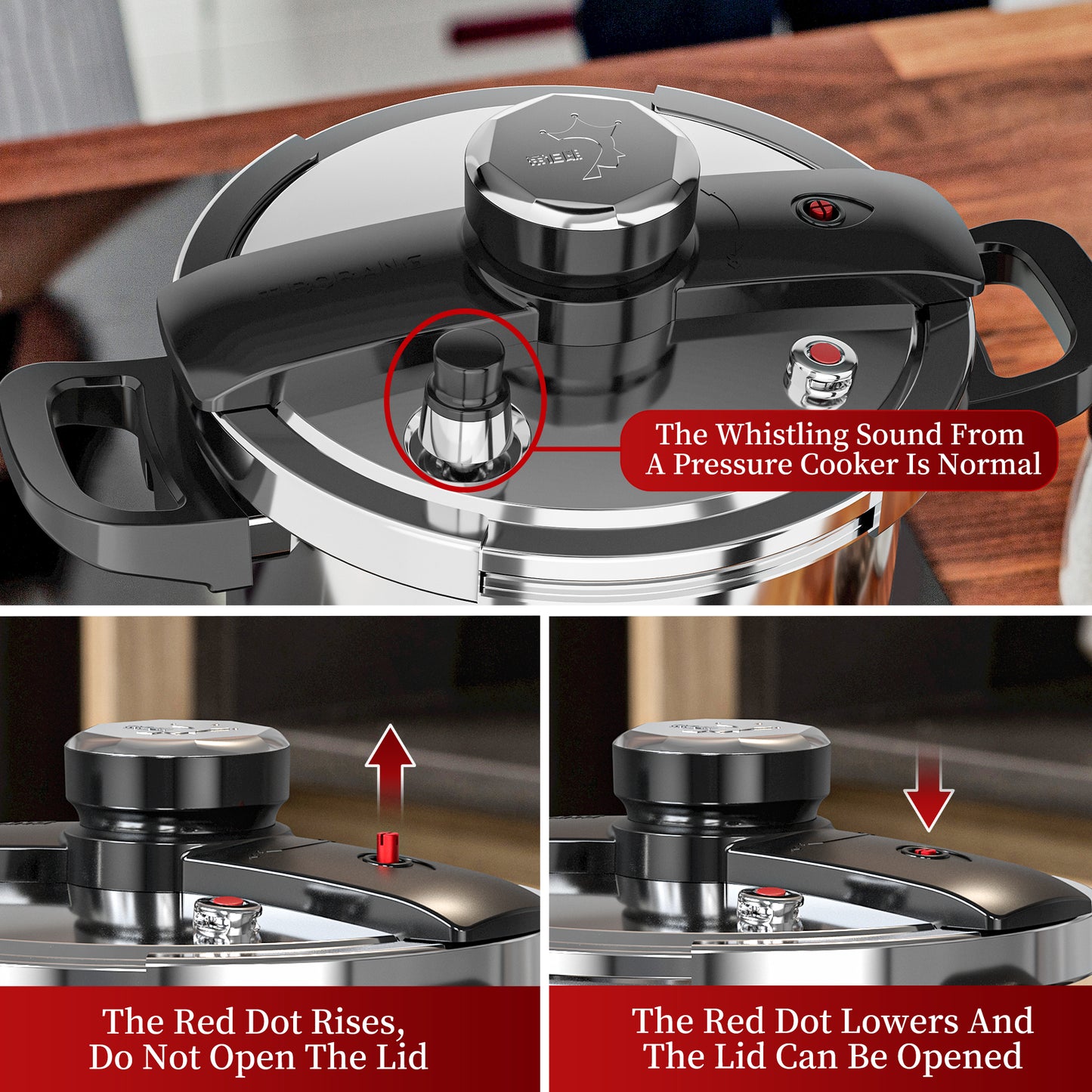 TIBORANG 6 QT Stainless Steel Pressure Cooker, [Multi-Cooker for Gas & Induction Stove] [Saves 70% Cooking Time] [One-Hand Operation], Family Size for 3-5 People, Dishwasher Safe & Oven Safe